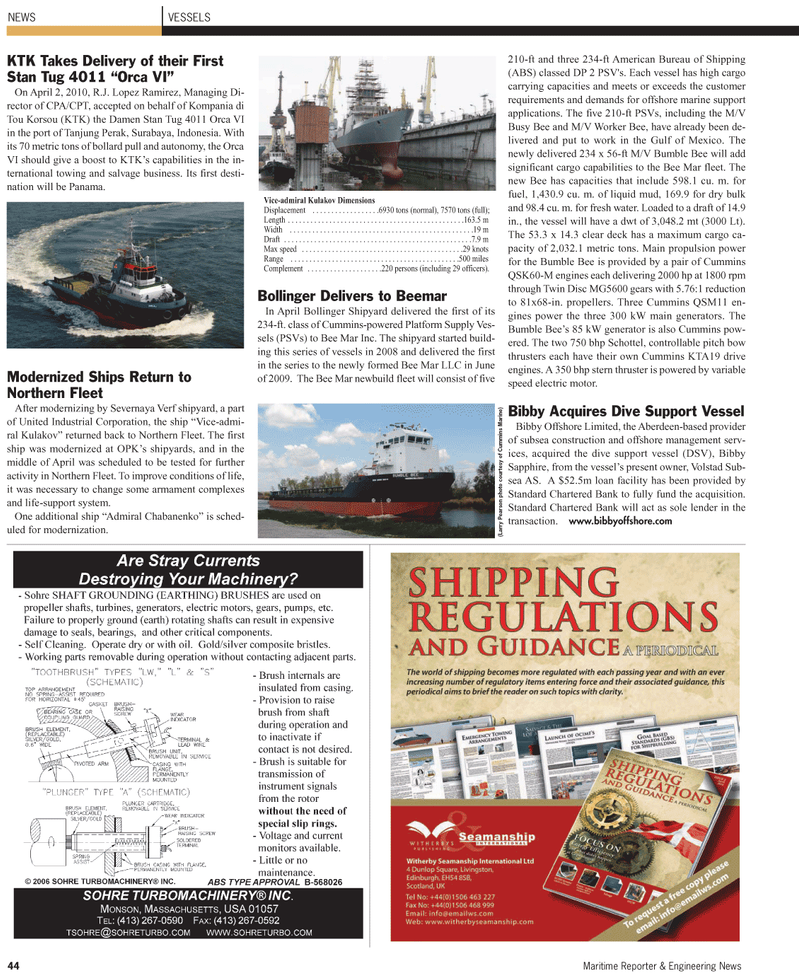 Maritime Reporter Magazine, page 44,  May 2, 2010