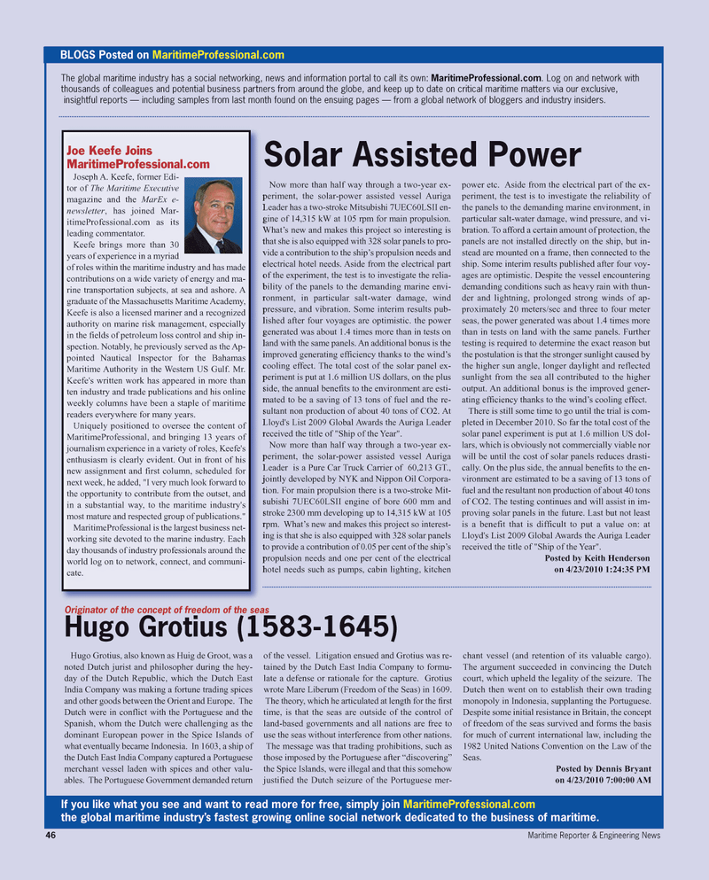 Maritime Reporter Magazine, page 46,  May 2, 2010