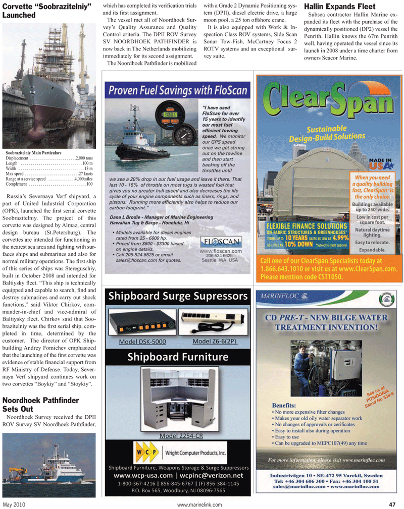 Maritime Reporter Magazine, page 47,  May 2, 2010