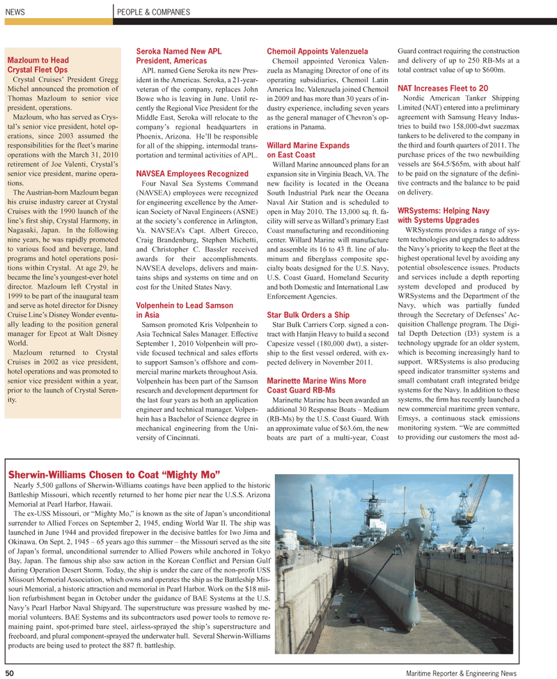 Maritime Reporter Magazine, page 50,  May 2, 2010