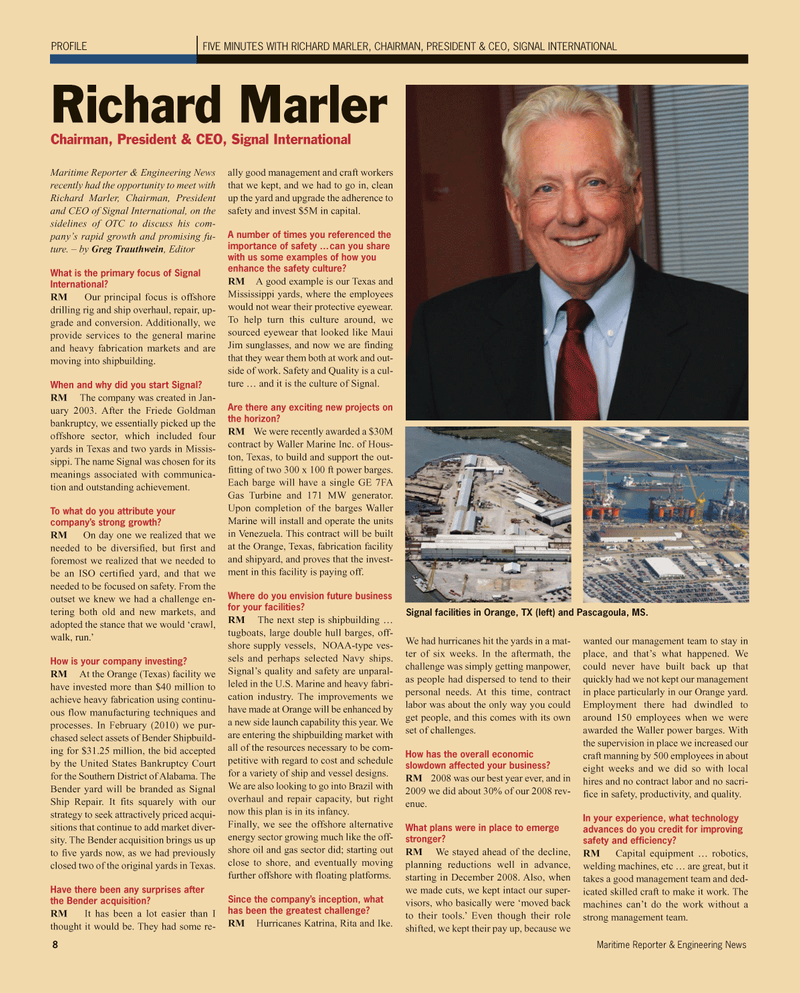 Maritime Reporter Magazine, page 8,  Jun 2, 2010