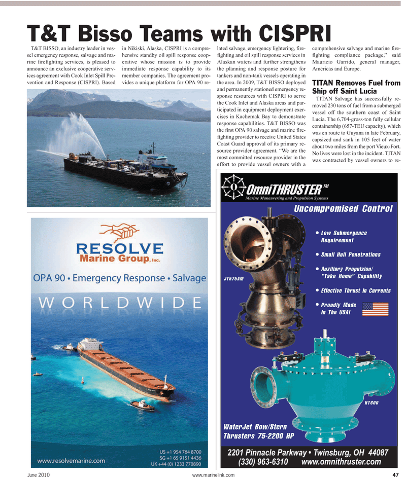 Maritime Reporter Magazine, page 47,  Jun 2, 2010
