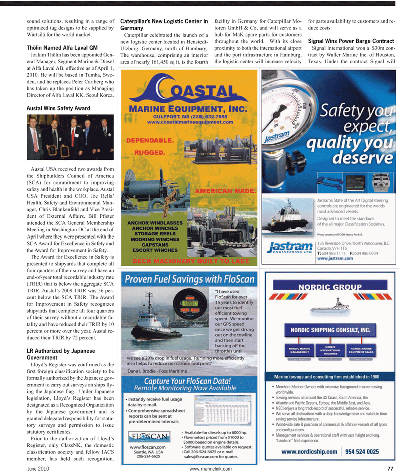 Maritime Reporter Magazine, page 77,  Jun 2, 2010