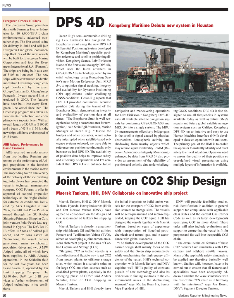 Maritime Reporter Magazine, page 10,  Jul 2010