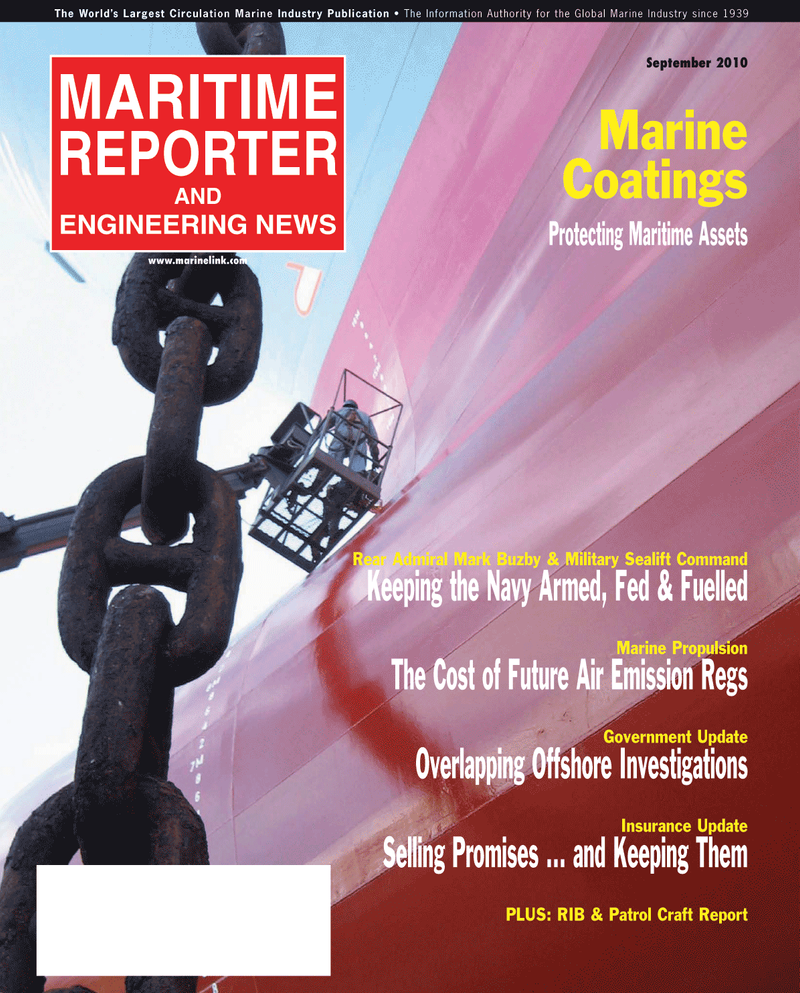 Maritime Reporter Magazine Cover Sep 2010 - Marine Propulsion Edition