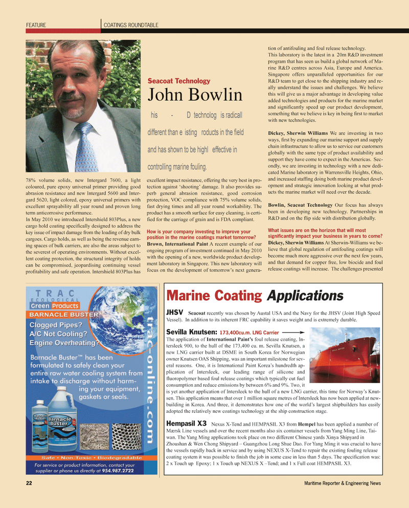 Maritime Reporter Magazine, page 22,  Sep 2010