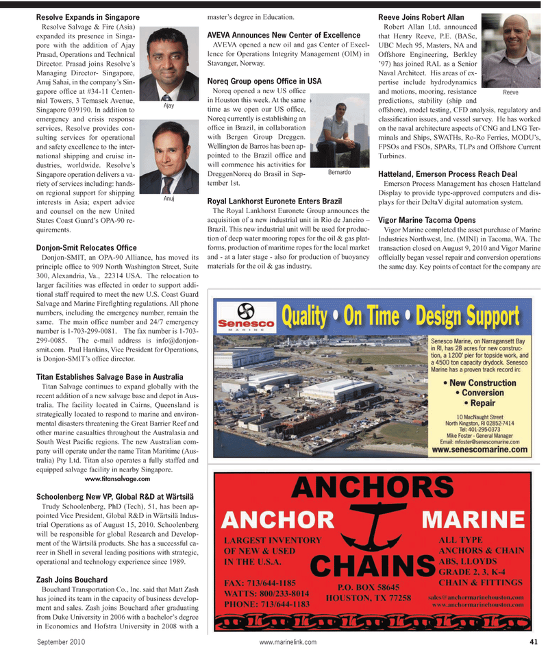Maritime Reporter Magazine, page 41,  Sep 2010