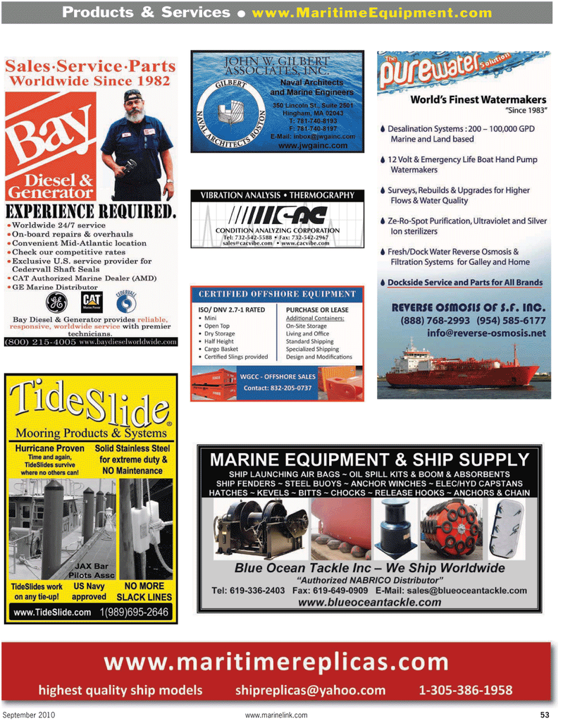 Maritime Reporter Magazine, page 53,  Sep 2010