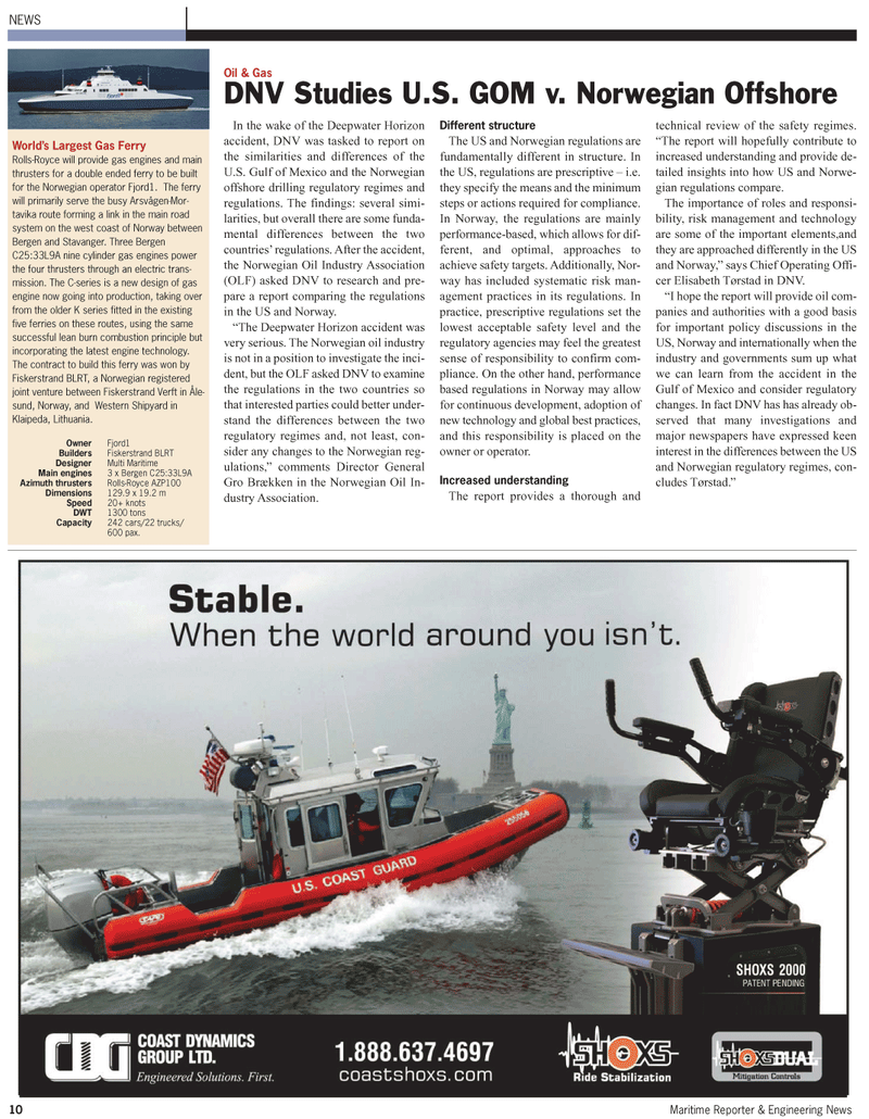 Maritime Reporter Magazine, page 10,  Oct 2010
