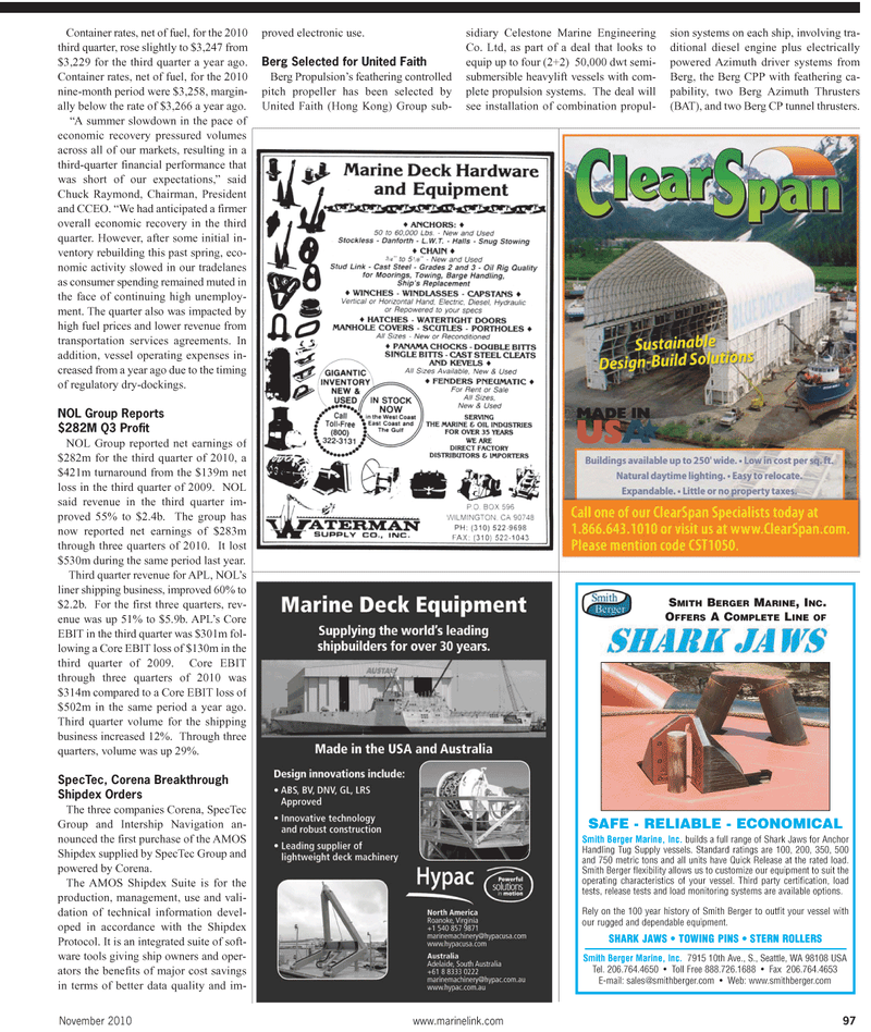 Maritime Reporter Magazine, page 99,  Nov 2010