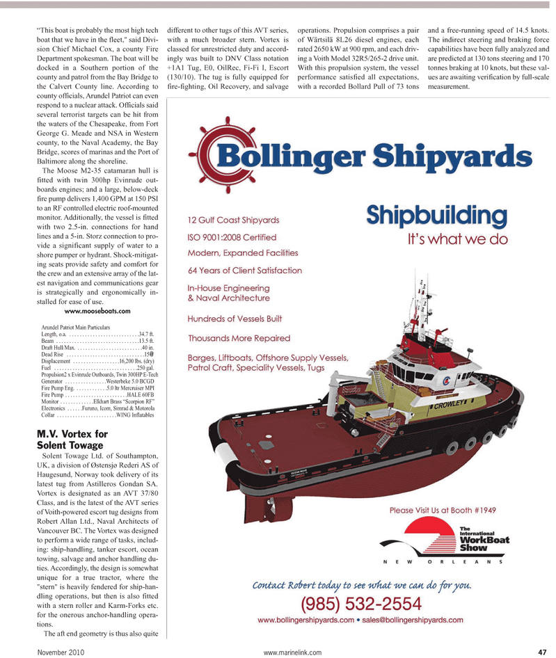 Maritime Reporter Magazine, page 47,  Nov 2010