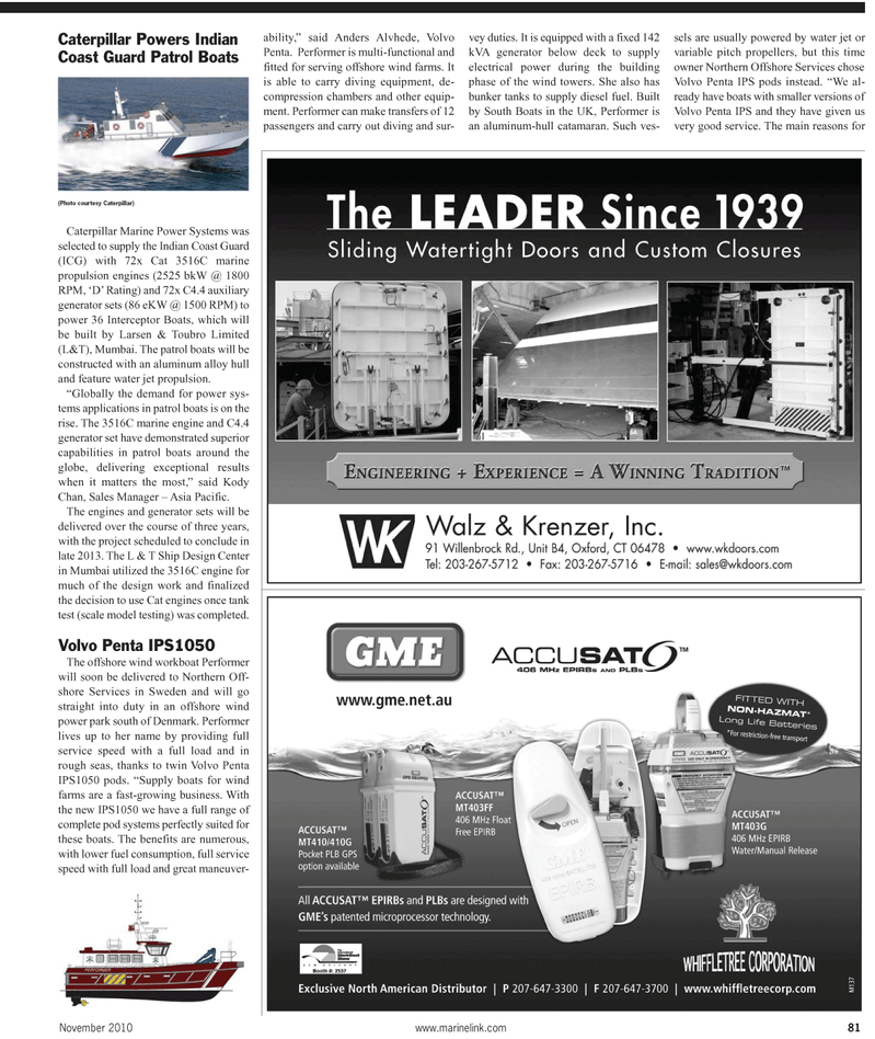 Maritime Reporter Magazine, page 83,  Nov 2010