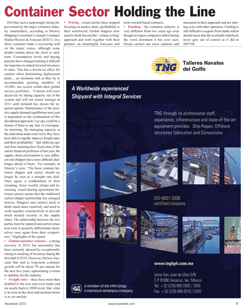 Maritime Reporter Magazine, page 7,  Nov 2010
