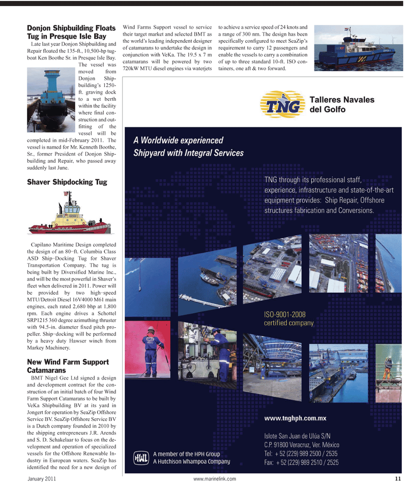 Maritime Reporter Magazine, page 11,  Jan 2011