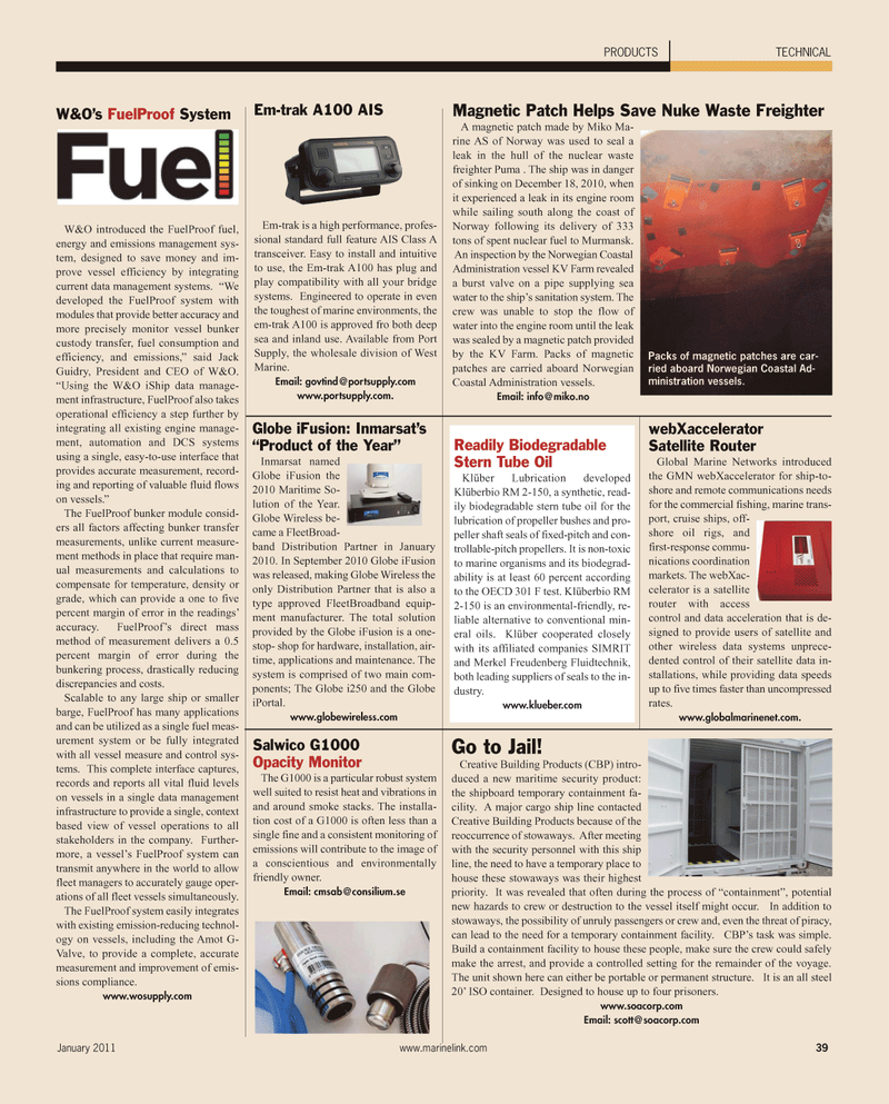 Maritime Reporter Magazine, page 39,  Jan 2011