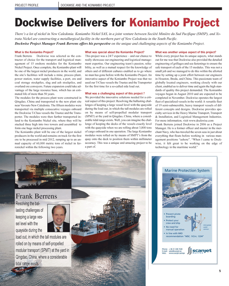 Maritime Reporter Magazine, page 5,  Jan 2011