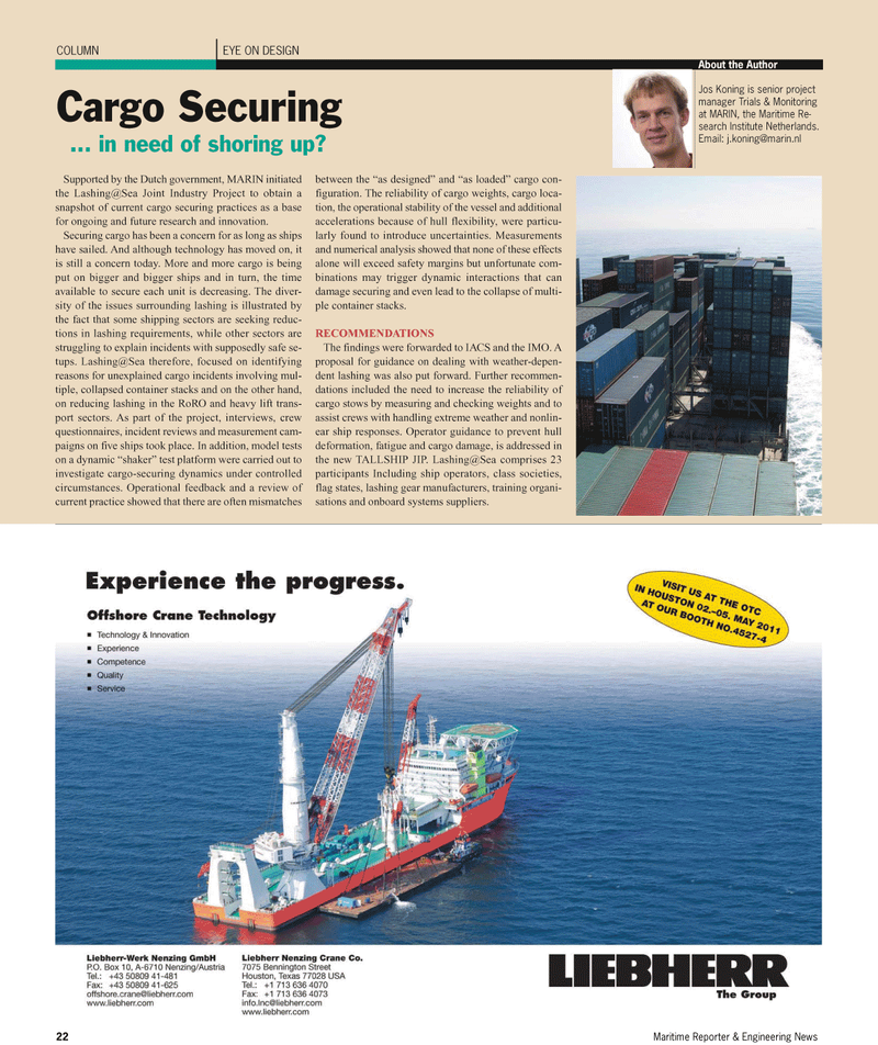 Maritime Reporter Magazine, page 22,  Apr 2011