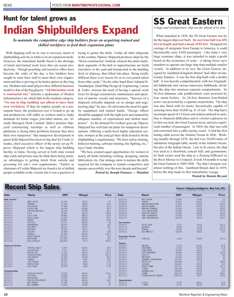 Maritime Reporter Magazine, page 10,  May 2011