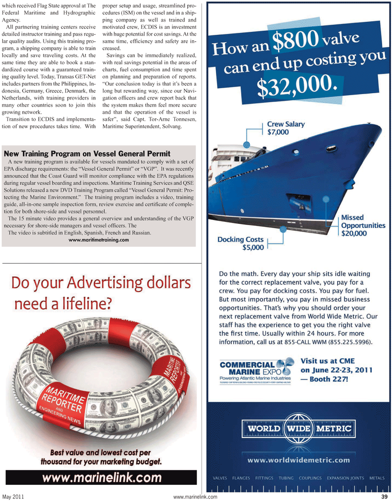 Maritime Reporter Magazine, page 39,  May 2011
