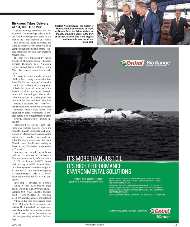 Maritime Reporter Magazine, page 11,  Jul 2011