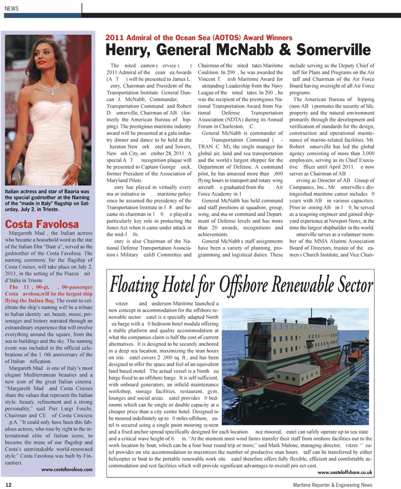 Maritime Reporter Magazine, page 12,  Jul 2011