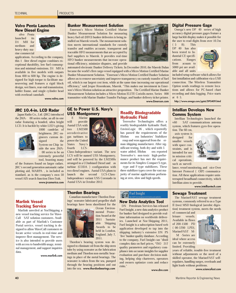 Maritime Reporter Magazine, page 40,  Jul 2011