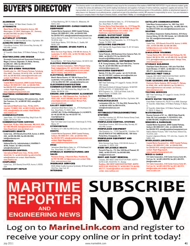 Maritime Reporter Magazine, page 41,  Jul 2011