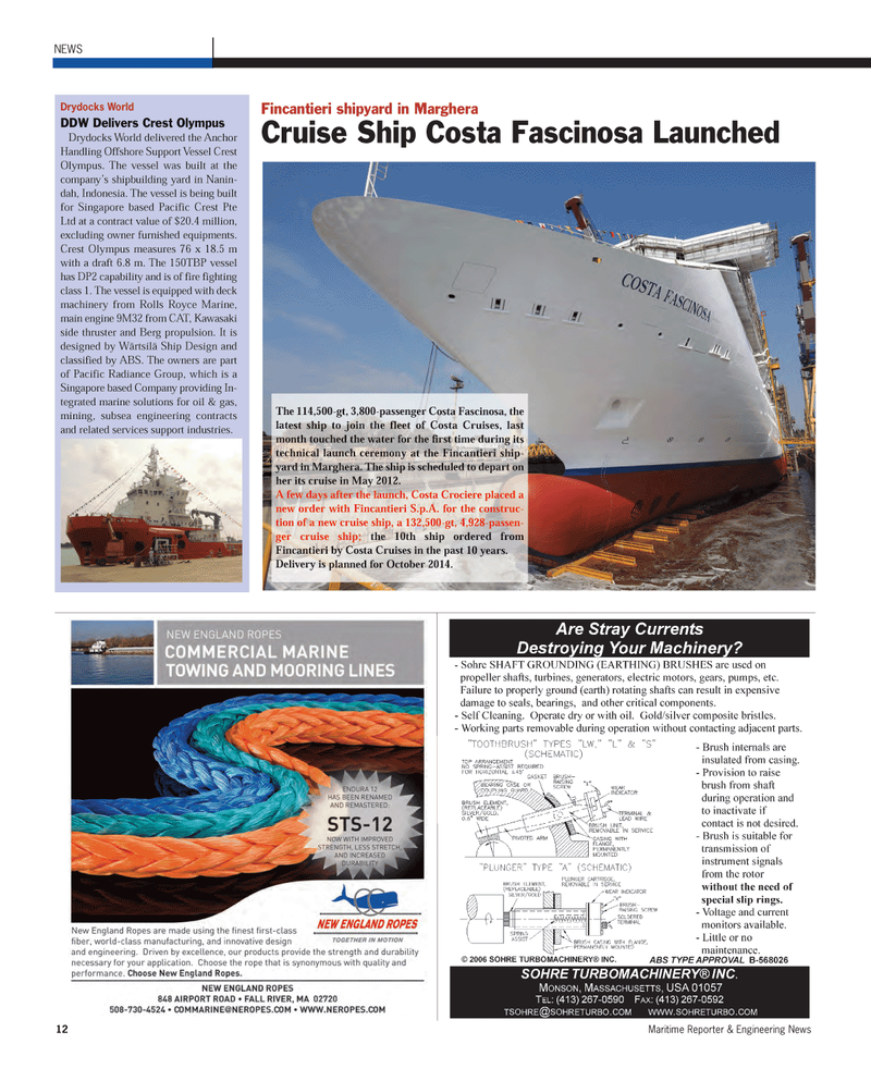 Maritime Reporter Magazine, page 12,  Aug 2011