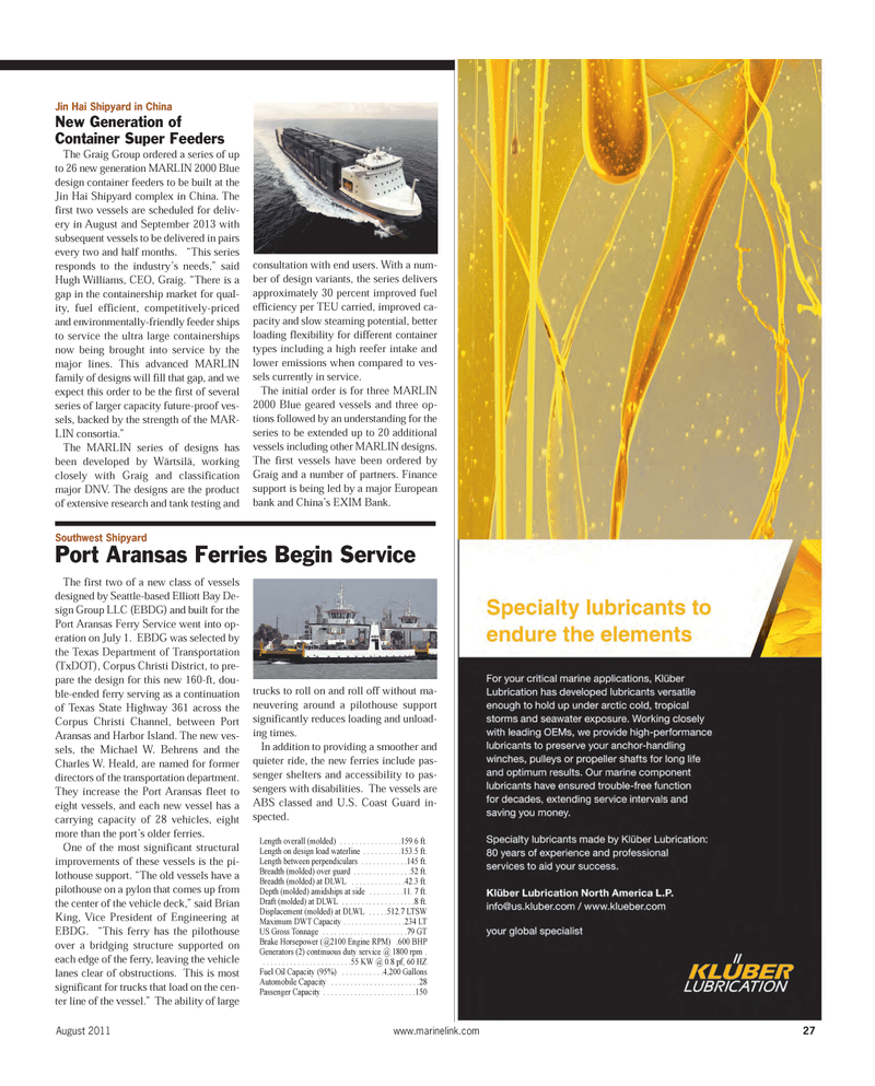 Maritime Reporter Magazine, page 27,  Aug 2011