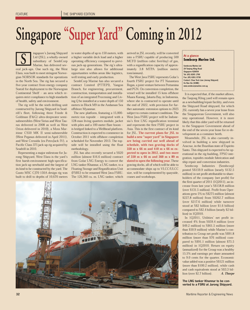 Maritime Reporter Magazine, page 32,  Aug 2011
