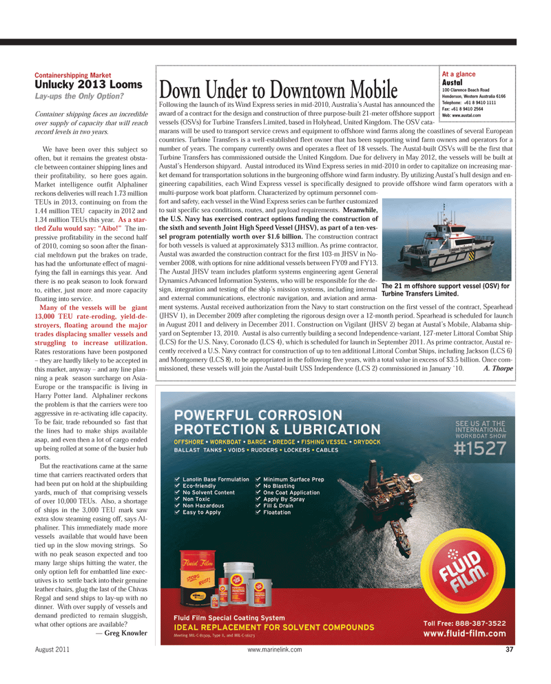 Maritime Reporter Magazine, page 37,  Aug 2011