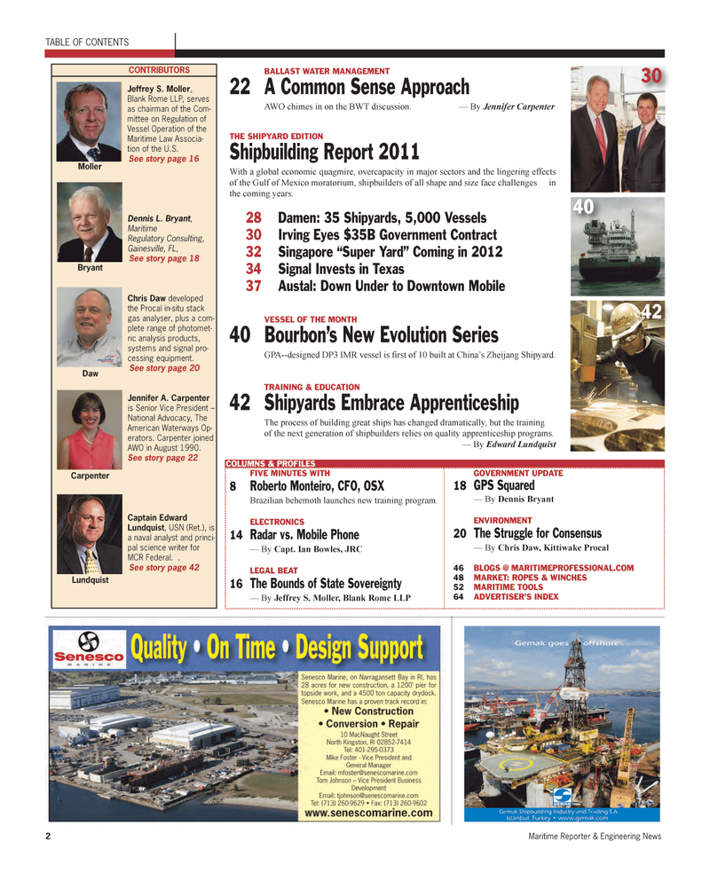 Maritime Reporter Magazine, page 2,  Aug 2011