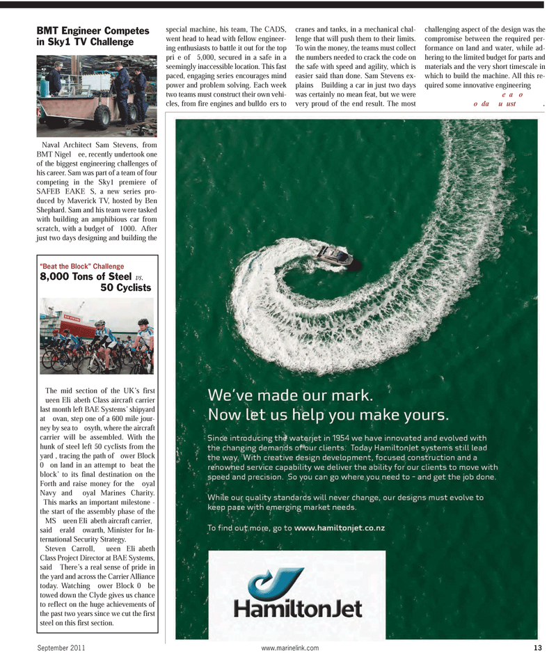 Maritime Reporter Magazine, page 13,  Sep 2011
