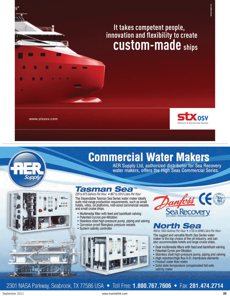 Maritime Reporter Magazine, page 35,  Sep 2011