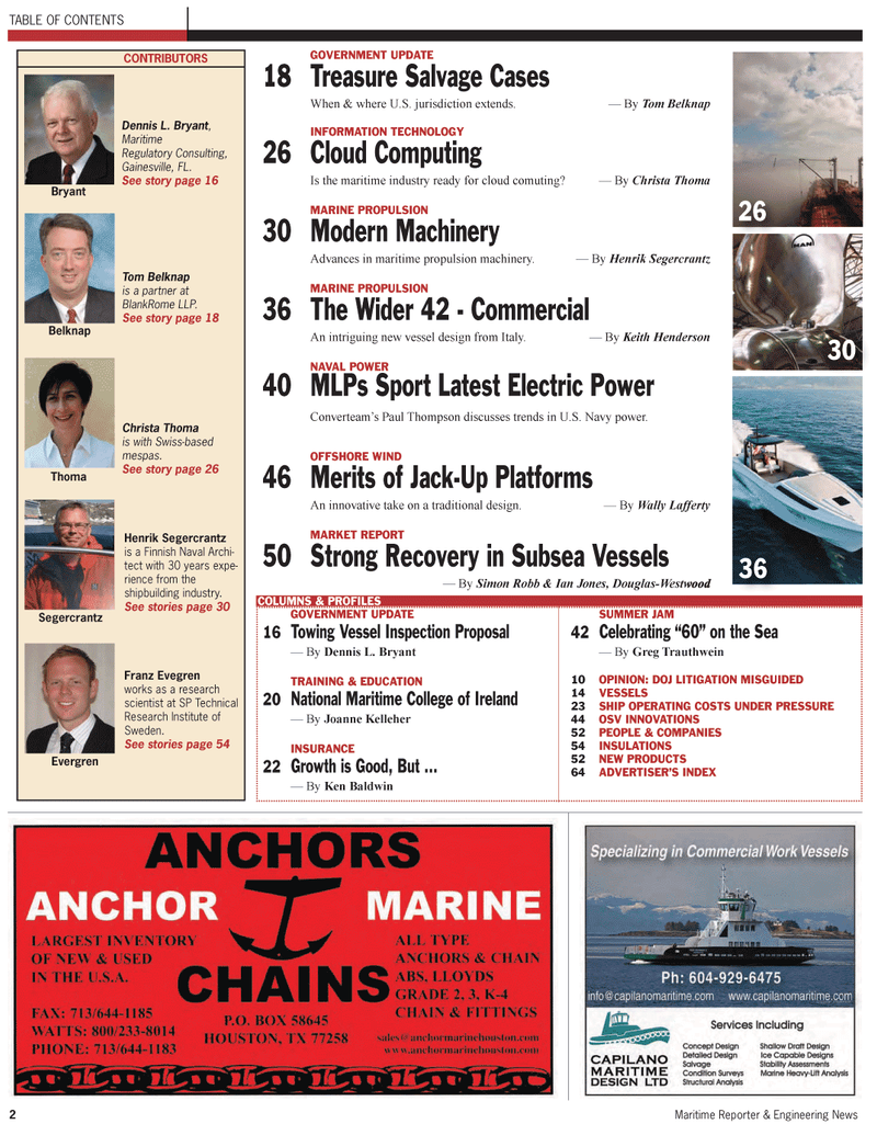 Maritime Reporter Magazine, page 2,  Sep 2011