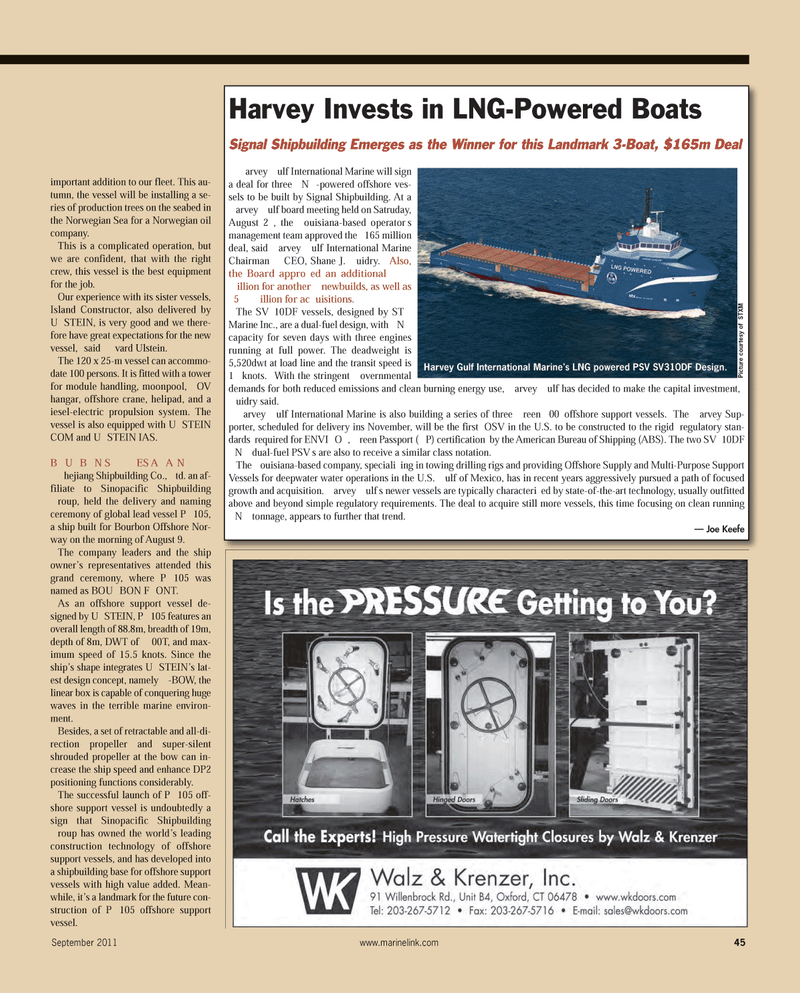 Maritime Reporter Magazine, page 45,  Sep 2011