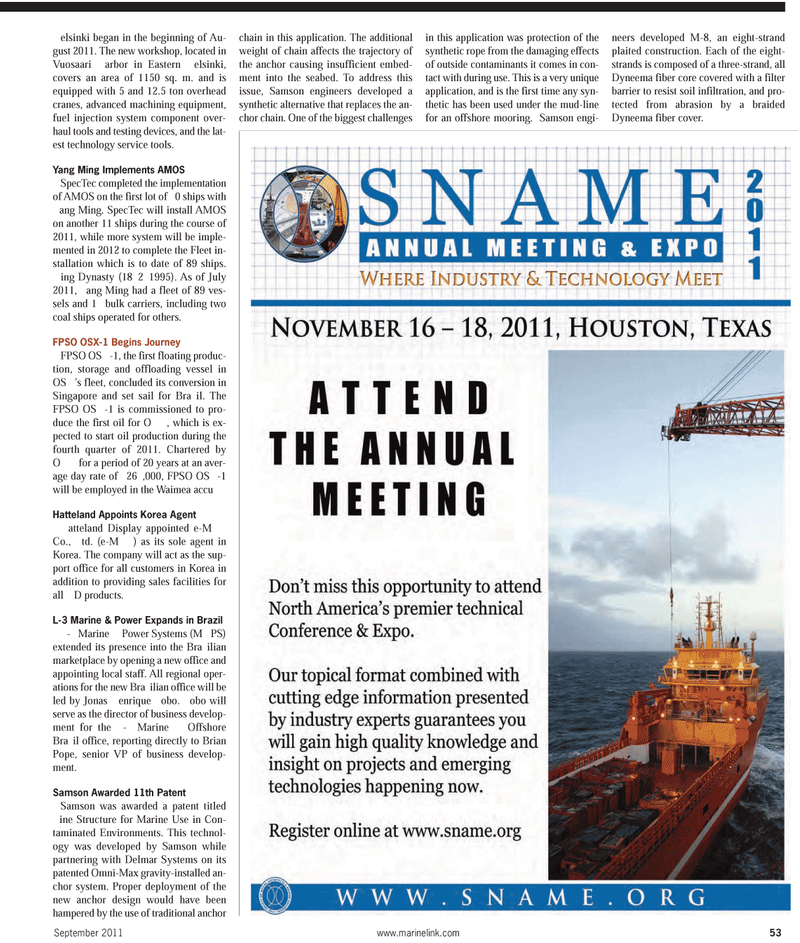 Maritime Reporter Magazine, page 53,  Sep 2011