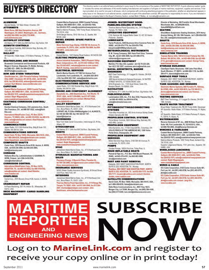 Maritime Reporter Magazine, page 57,  Sep 2011