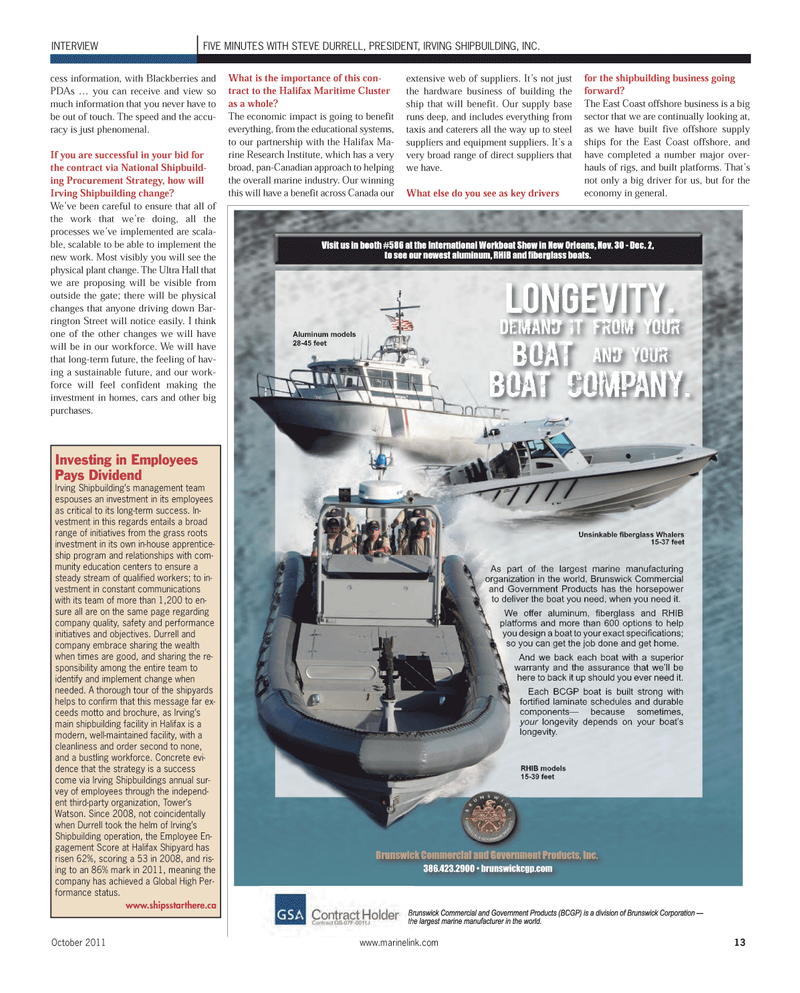 Maritime Reporter Magazine, page 13,  Oct 2011