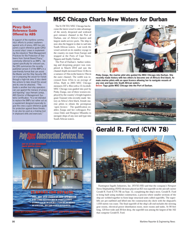 Maritime Reporter Magazine, page 16,  Oct 2011