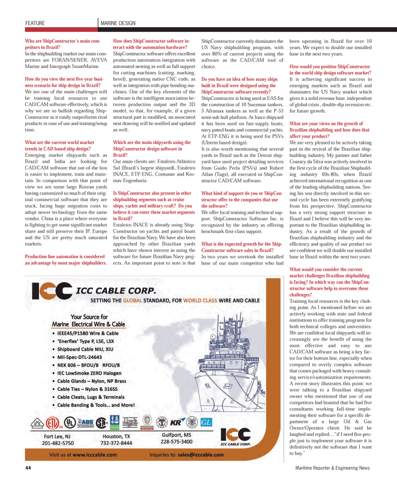 Maritime Reporter Magazine, page 44,  Oct 2011
