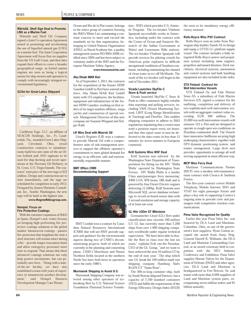 Maritime Reporter Magazine, page 64,  Oct 2011
