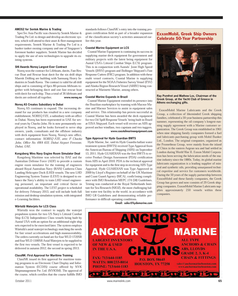 Maritime Reporter Magazine, page 65,  Oct 2011