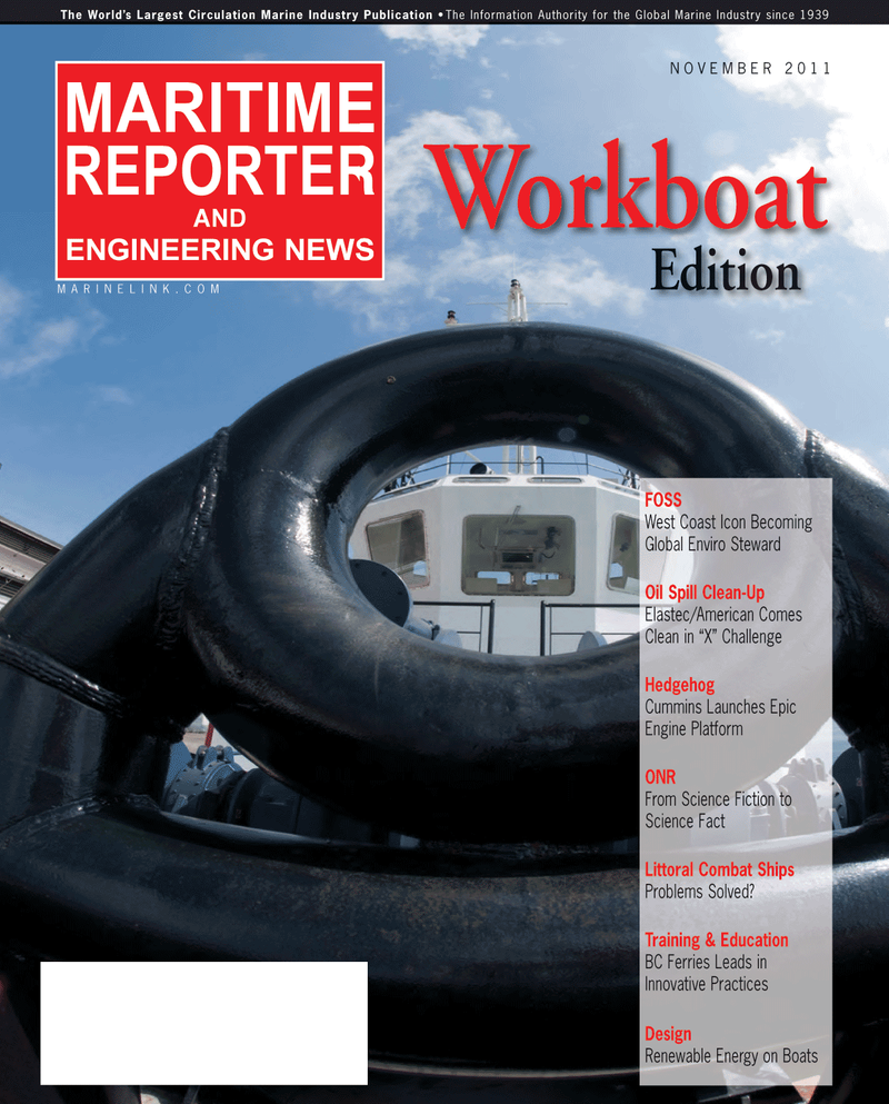 Maritime Reporter Magazine Cover Nov 2011 - Feature: Workboat Annual