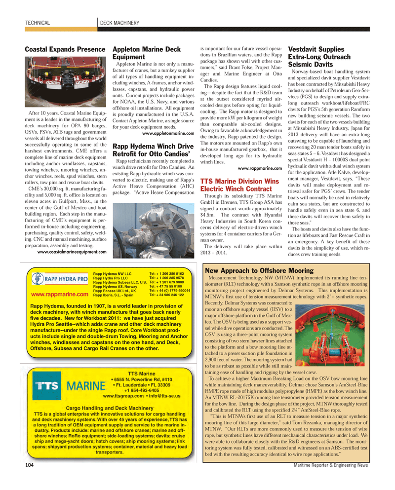 Maritime Reporter Magazine, page 104,  Nov 2011