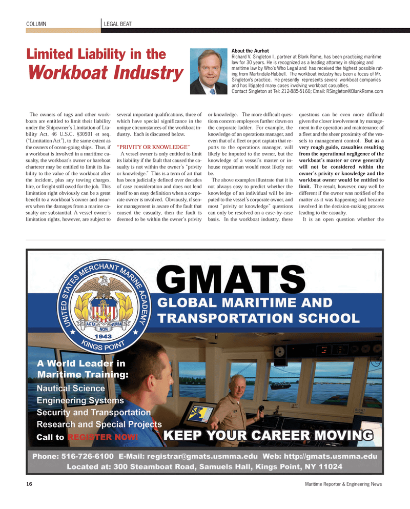 Maritime Reporter Magazine, page 16,  Nov 2011