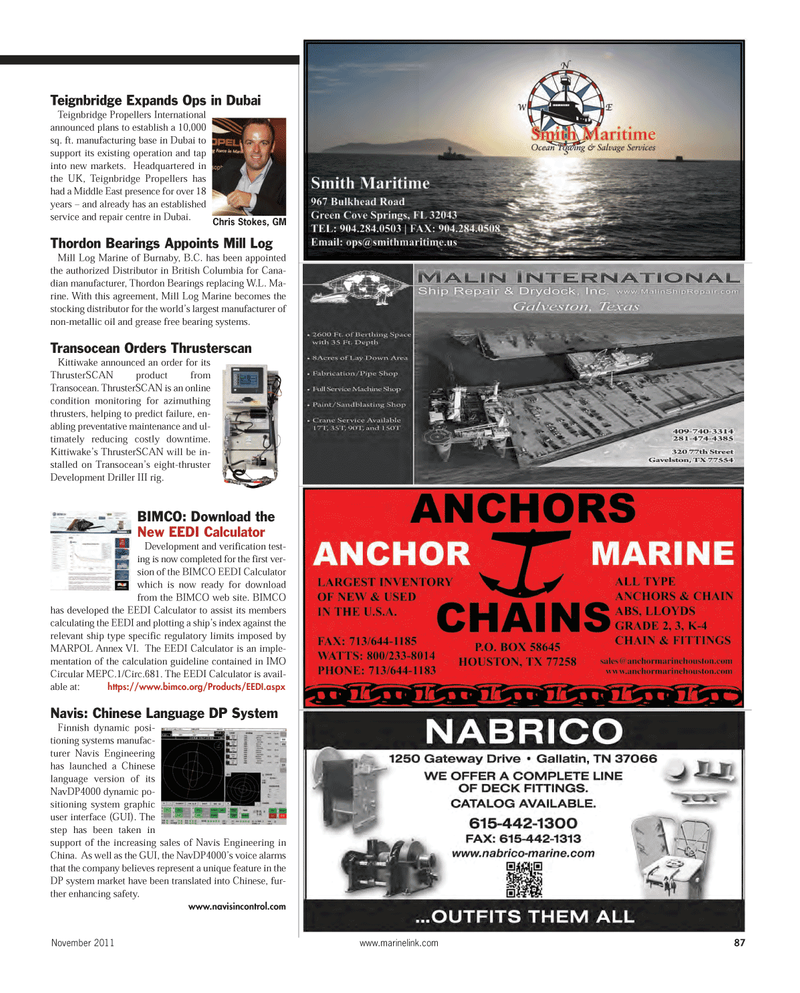 Maritime Reporter Magazine, page 87,  Nov 2011