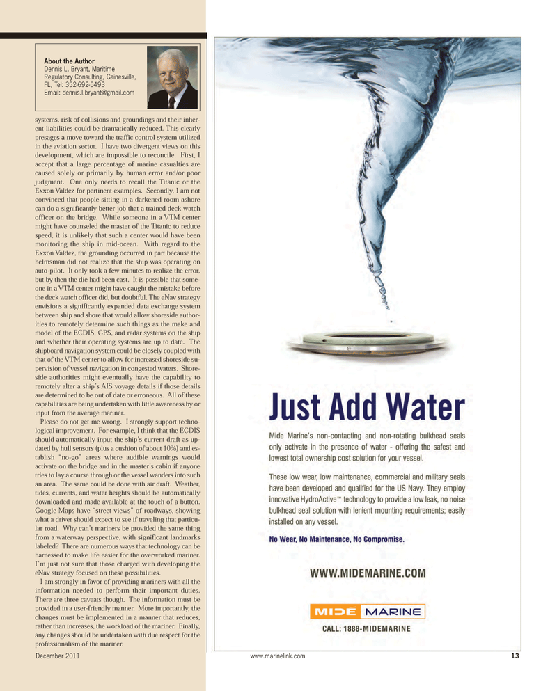 Maritime Reporter Magazine, page 13,  Dec 2011