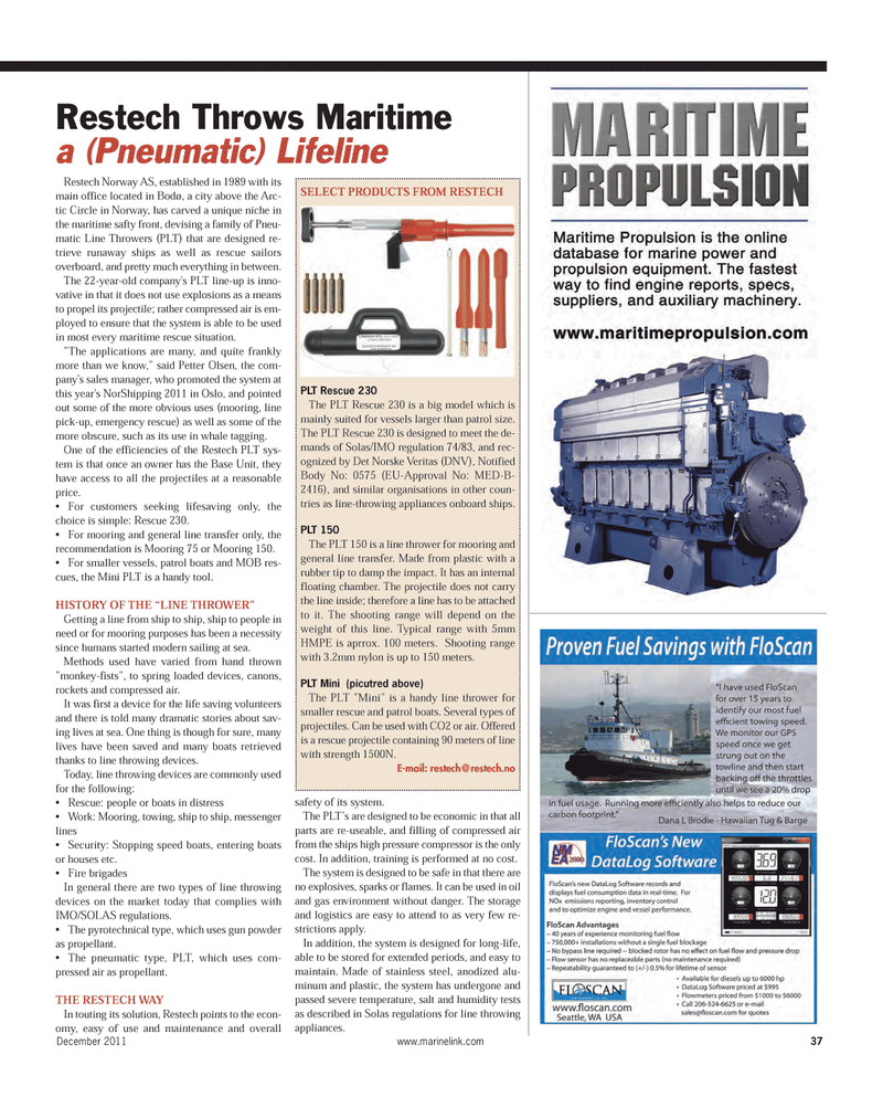 Maritime Reporter Magazine, page 37,  Dec 2011
