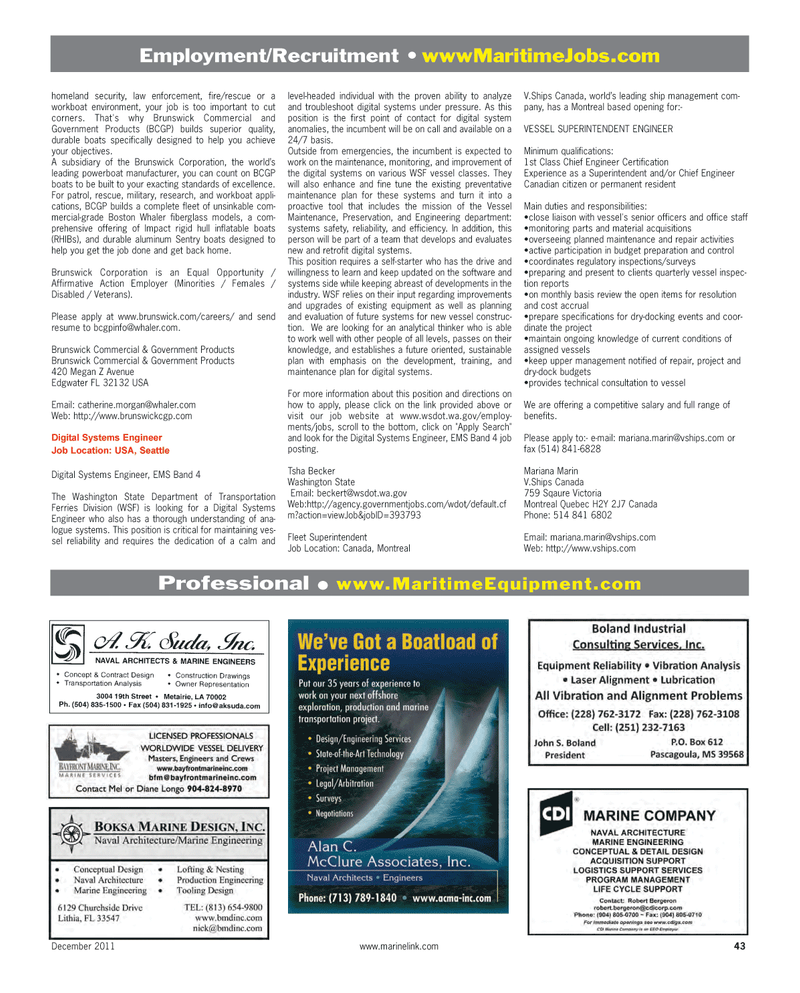 Maritime Reporter Magazine, page 43,  Dec 2011